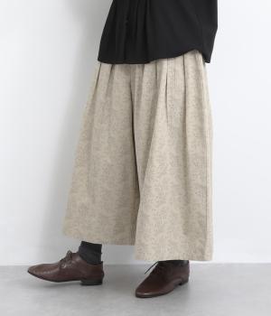 コットンフラワープリントワイドパンツ(ベージュ-F)