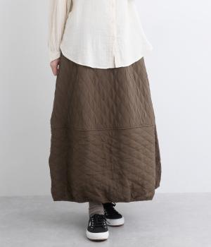 ふくれジャカードダイヤ柄スカート(ブラウン-F)