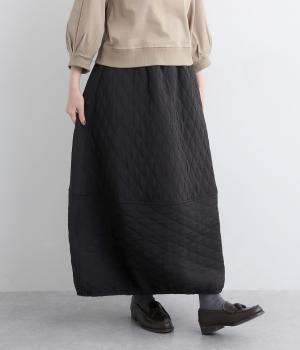 ふくれジャカードダイヤ柄スカート(ブラック-F)