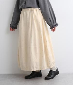 ドット刺繍スカート(アイボリー-F)