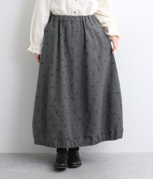 ドット刺繍スカート(チャコール-F)