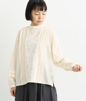 コットン花柄刺繍ブラウス(アイボリー-F)