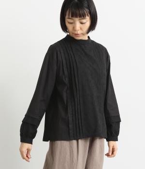 コットン花柄刺繍ブラウス(ブラック-F)