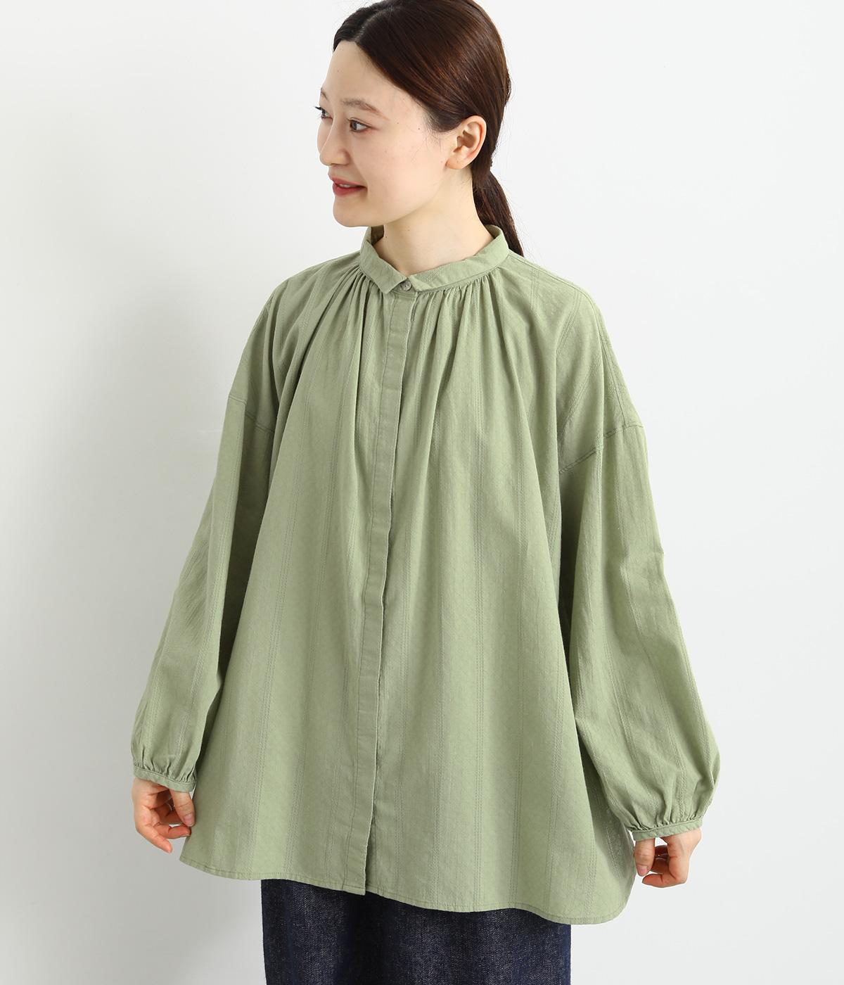 コットンドビーチュニックブラウス(グリーン-F)