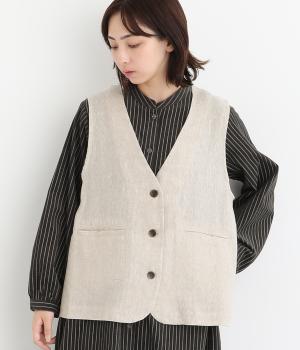 リネン平織ベスト