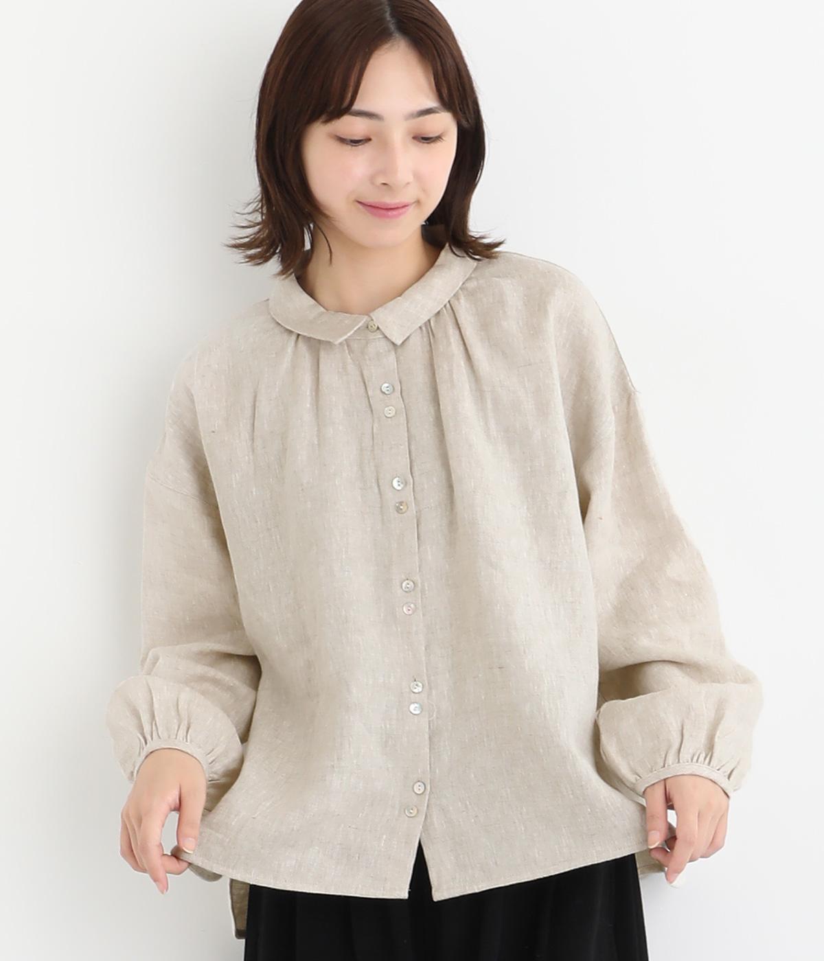リネン平織ブラウス(キナリ-F)