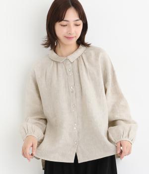 リネン平織ブラウス(キナリ-F)