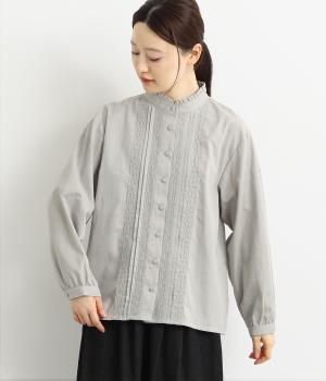 コットンソフトツイル レースタックブラウス