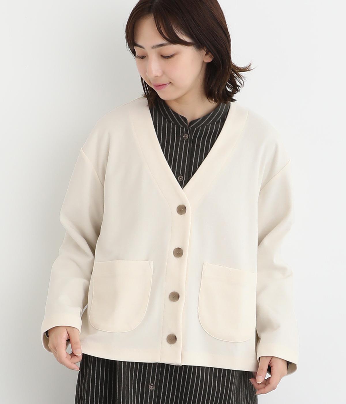 微起毛ジャージーカーディガン(アイボリー-F)