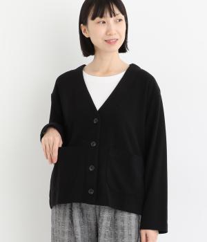 微起毛ジャージーカーディガン(ブラック-F)