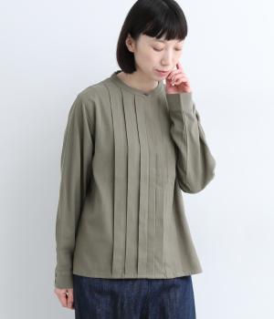 コットンビエラ裏ピーチ起毛ブラウス(カーキ-F)