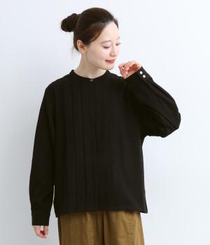 コットンビエラ裏ピーチ起毛ブラウス(ブラック-F)