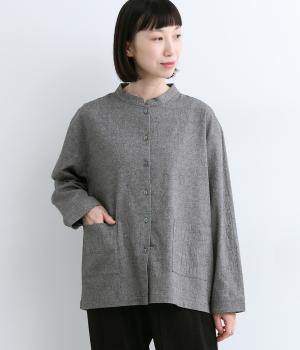 コットンシャンブレー平織　ポケットチュニックブラウス