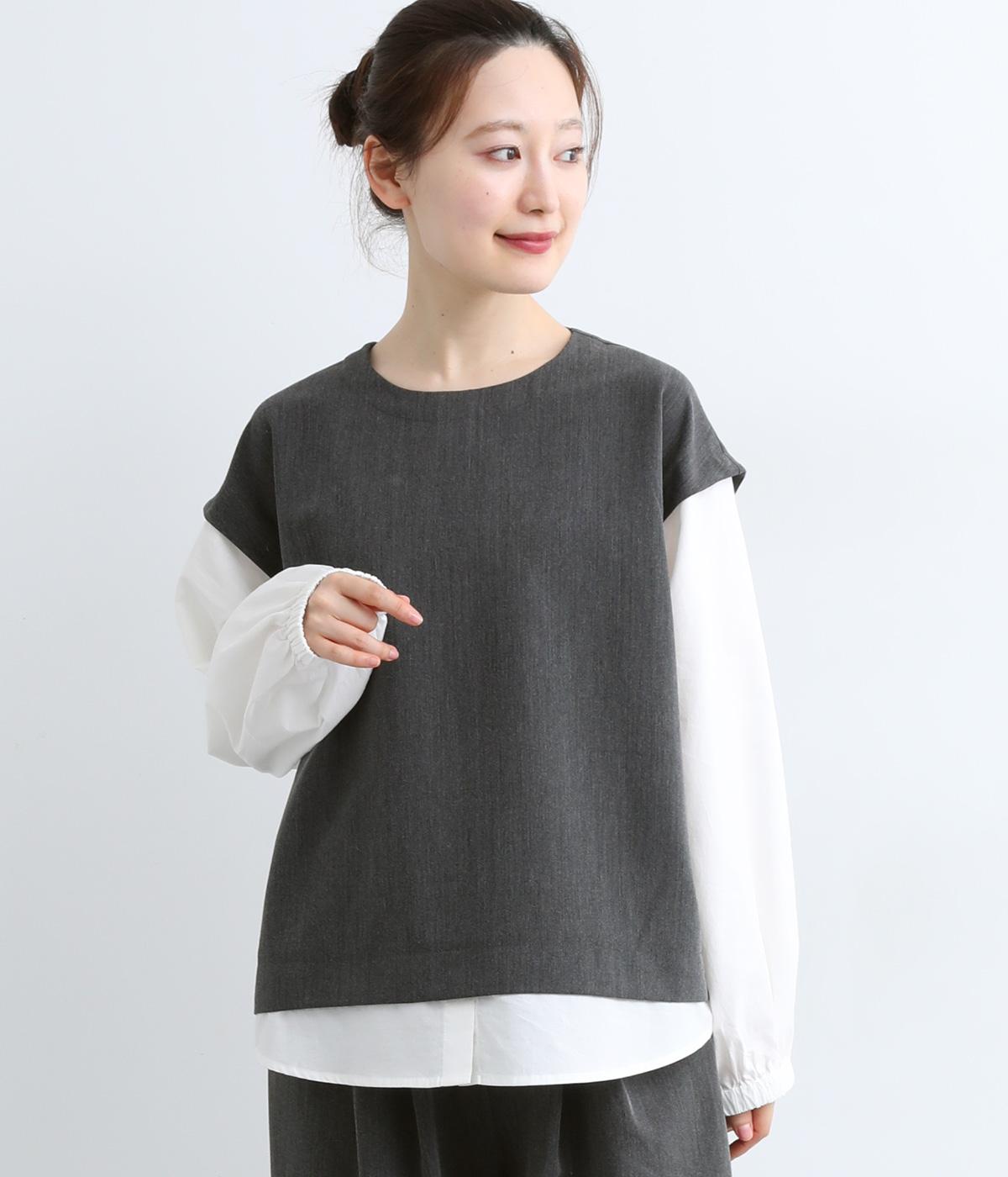 TR平織ドッキングプルオーバー(チャコール-F)