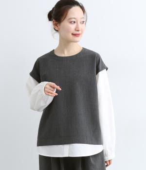 TR平織ドッキングプルオーバー(チャコール-F)