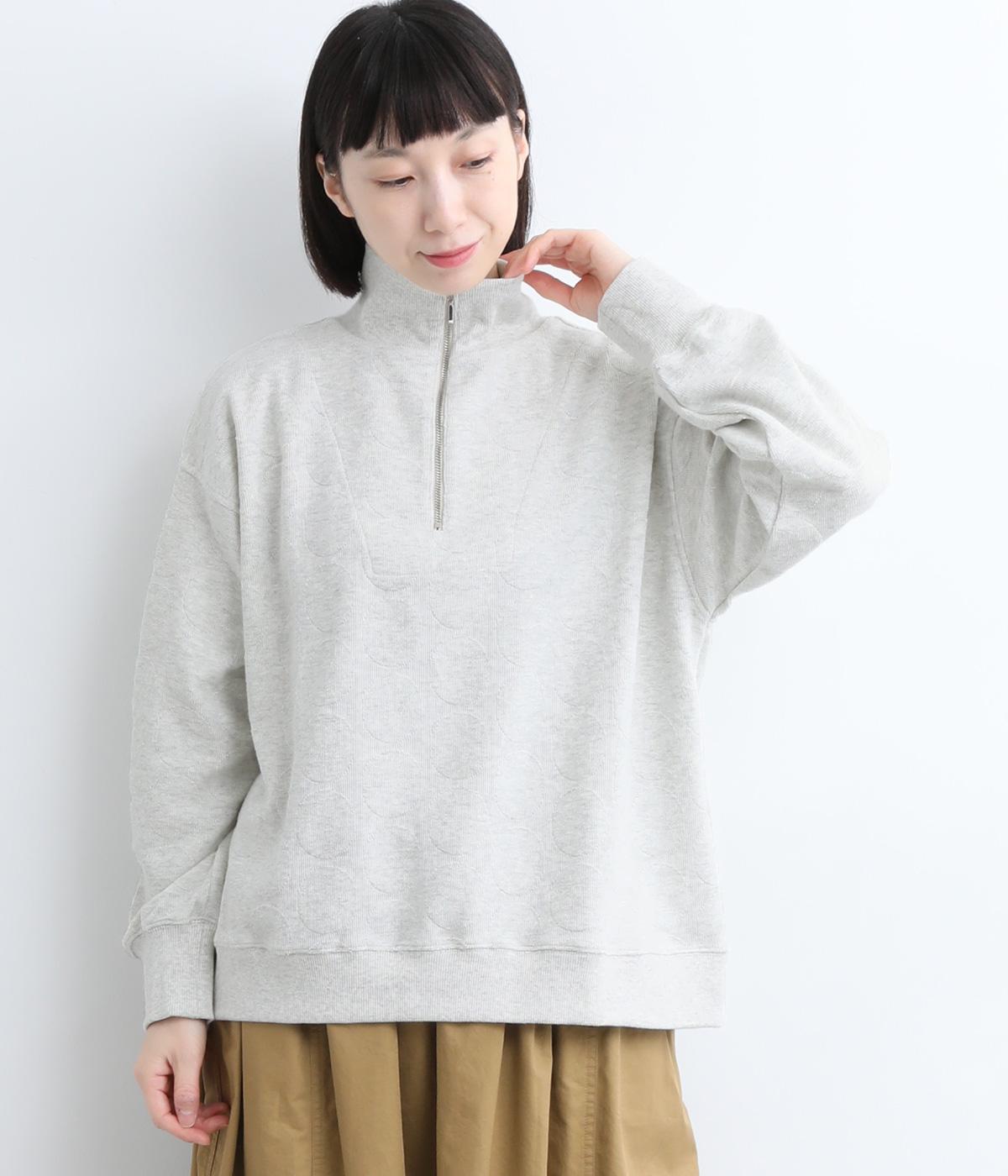 ドットジャカードカットソー襟ファスナープルオーバー(オートミール-F)
