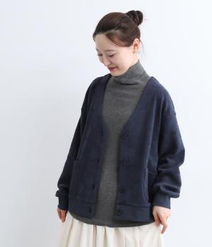 ドットジャカードカットソーカーディガン(ネイビー-F)