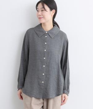 ガーゼシャンブレーチュニックブラウス(チャコール-F)