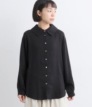 ガーゼシャンブレーチュニックブラウス(ブラック-F)