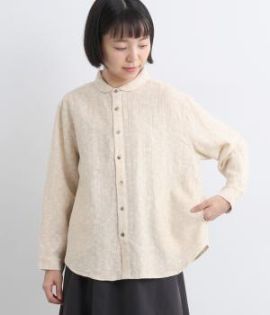 コットン混ガーゼジャカード小花柄ブラウス(キナリ-F)