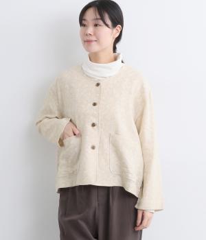 コットン混ガーゼジャカード小花柄カーディガン(キナリ-F)