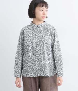 コットンローン草花プリントブラウス(グリーン-F)