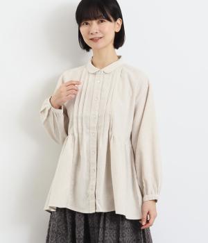 コットン混薄起毛平織　ヨークタックブラウス(アイボリー-F)