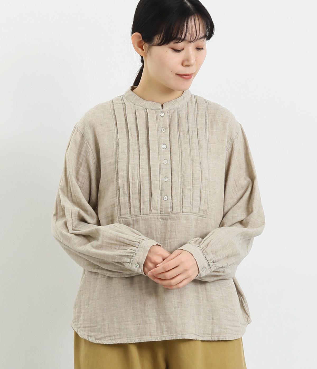 ダブルガーゼ　ヨークタックブラウス(キナリ-F)