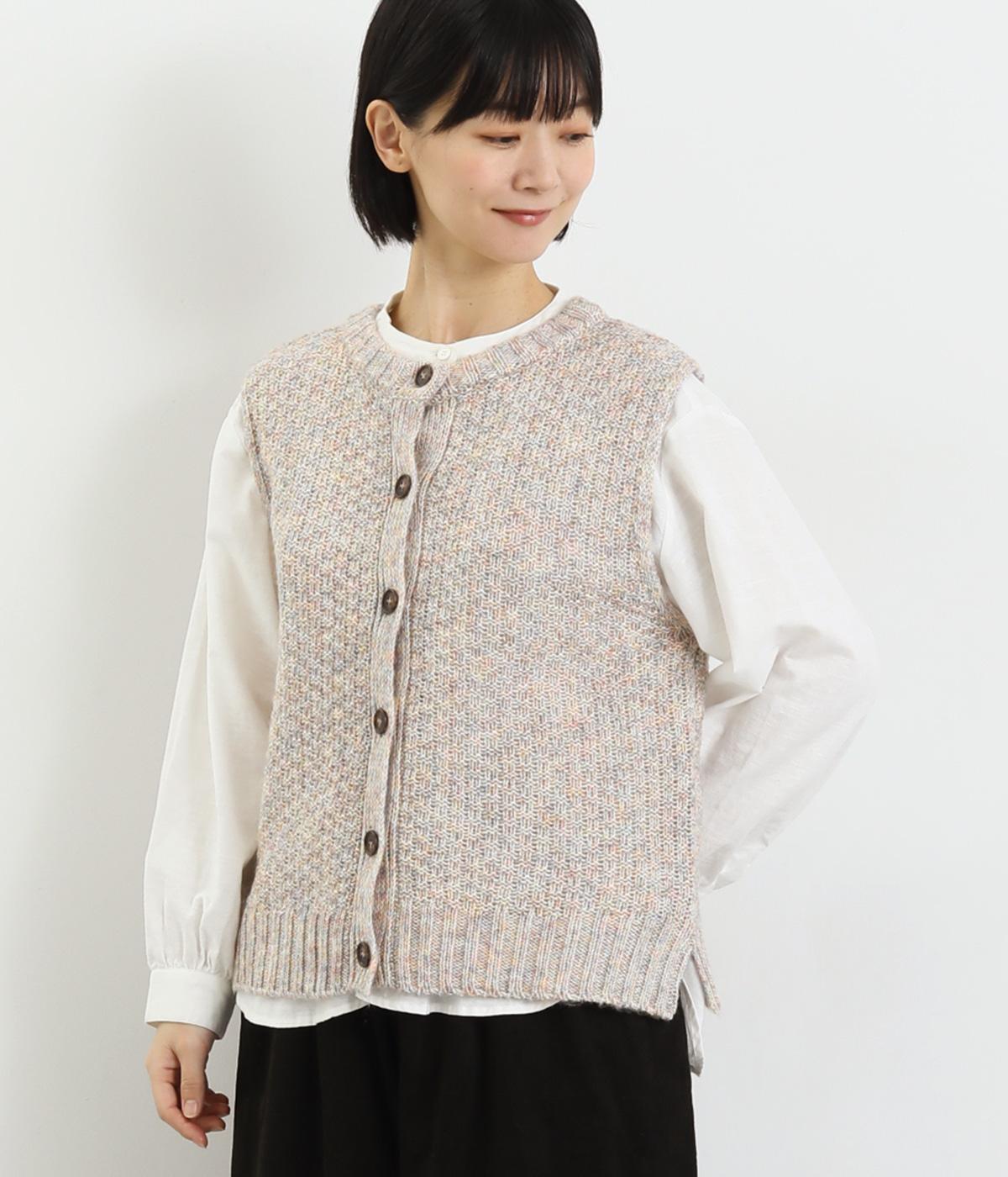 コットン混ミックス調ニットベスト(ミックス-F)