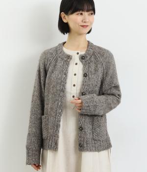 コットン混ミックス調　ニットカーディガン