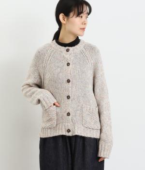 コットン混ミックス調　ニットカーディガン(ミックス-F)