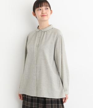 コットンシャンブレーツイル　ちび襟ブラウス