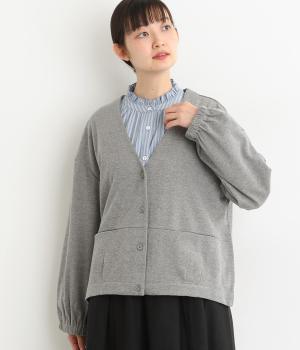 コットン混ジャージーカットソー　ジャケットカーディガン(グレー-F)