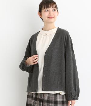コットン混ジャージーカットソー　ジャケットカーディガン(チャコール-F)