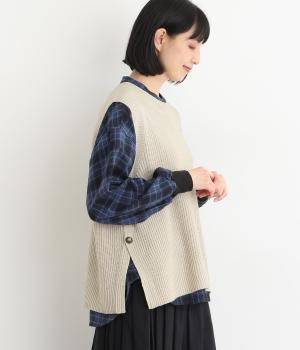 ウール混ニットベスト(アイボリー-F)