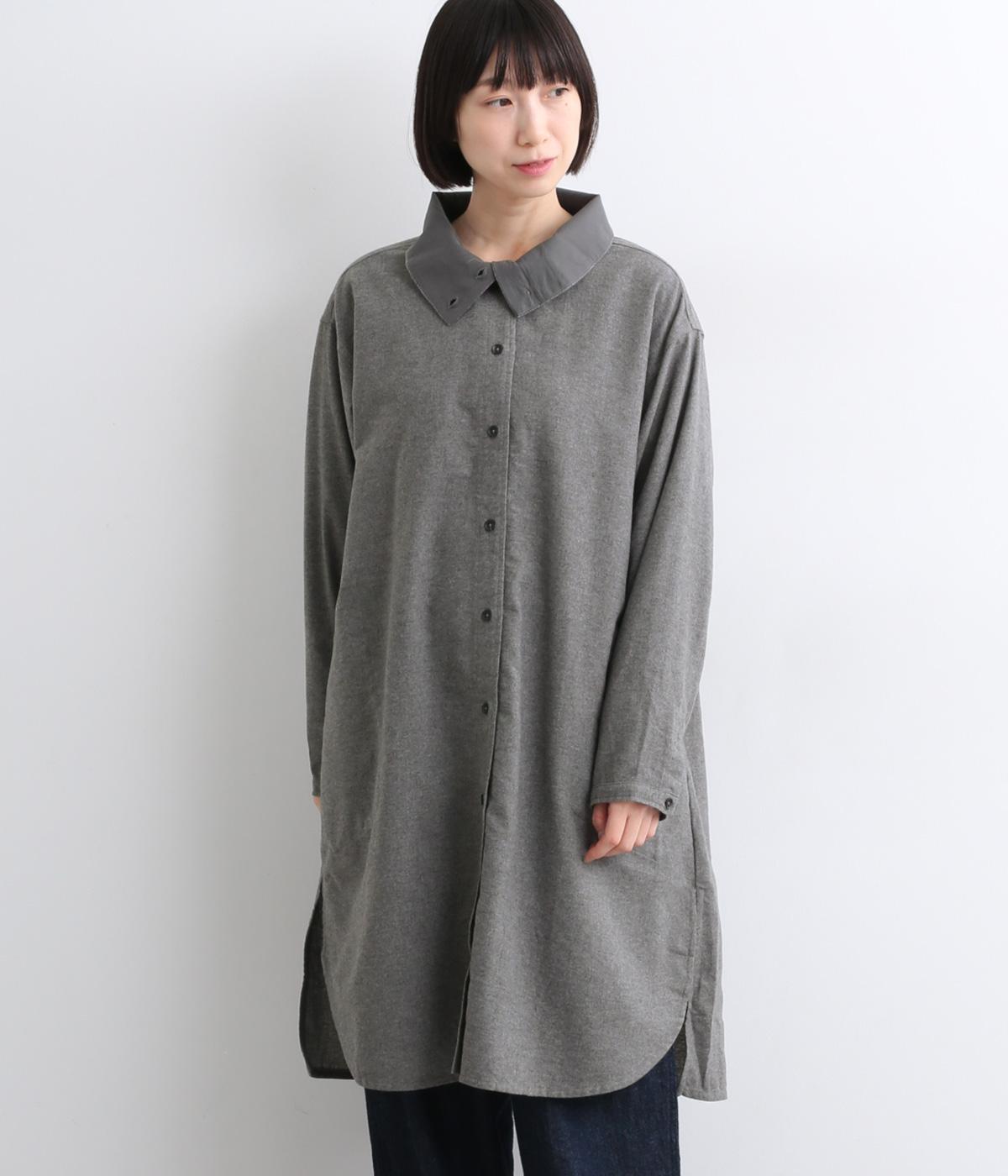 コットン平織微起毛　チュニックワンピース(グレー-F)