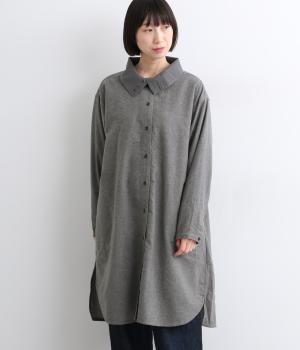 コットン平織微起毛　チュニックワンピース(グレー-F)
