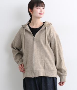 Ｗフェイス起毛パーカー(ベージュ-F)