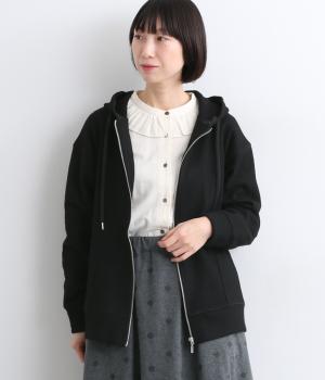 Ｗフェイス起毛パーカー(ブラック-F)