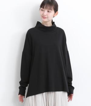 ソフティジャージハイネックチュニックプルオーバー(ブラック-F)