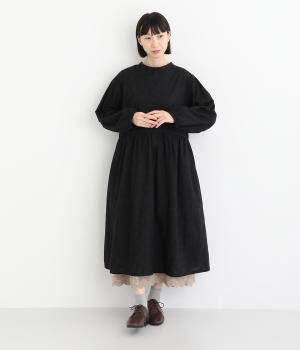 コットン花柄刺繍ワンピース(ブラック-F)