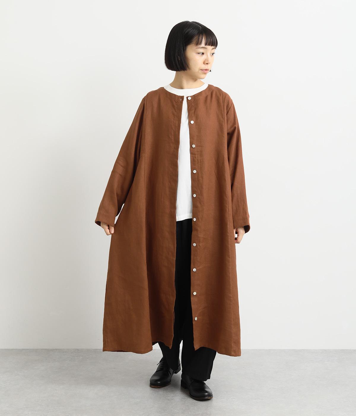 リネン平織ワンピース(レンガ-F)