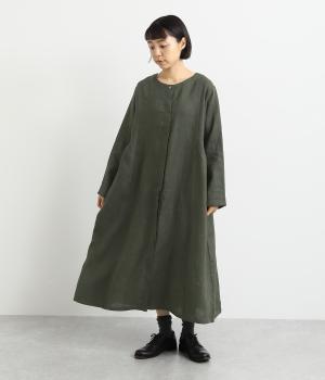 リネン平織ワンピース(カーキ-F)