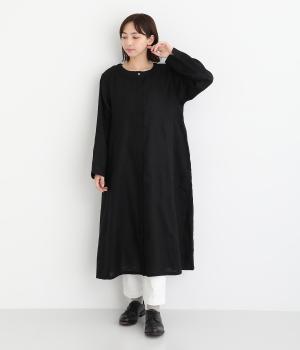 リネン平織ワンピース(ブラック-F)
