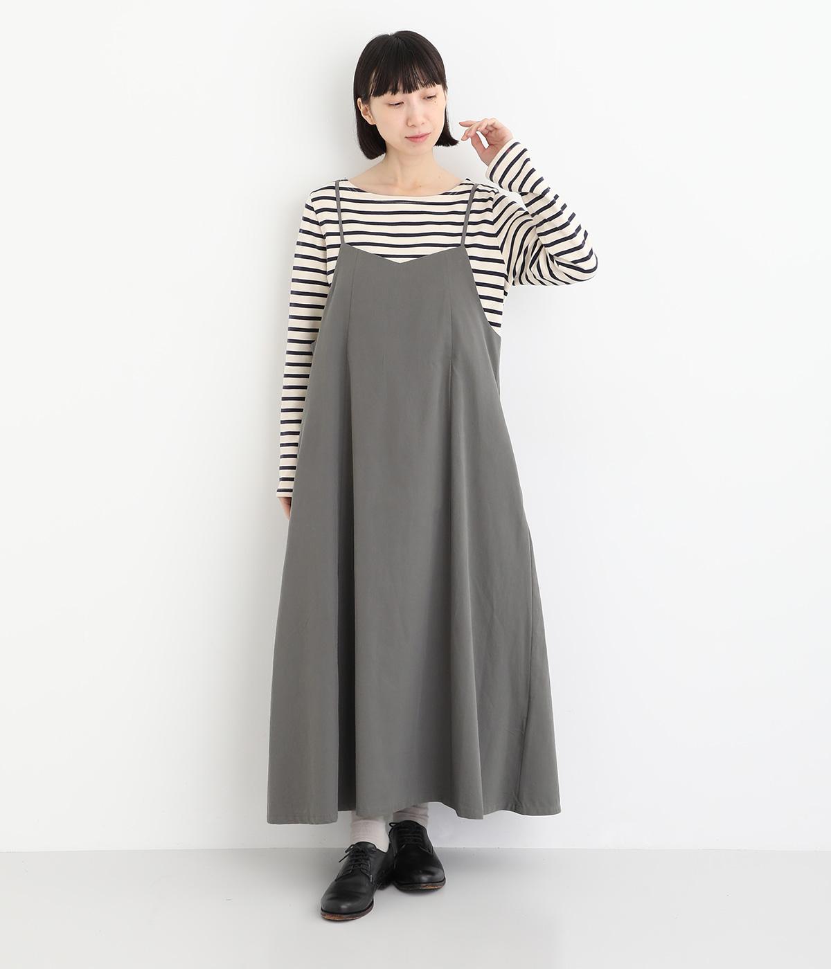 コットンソフトツイルキャミワンピース(チャコール-F)