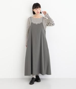 コットンソフトツイルキャミワンピース(チャコール-F)