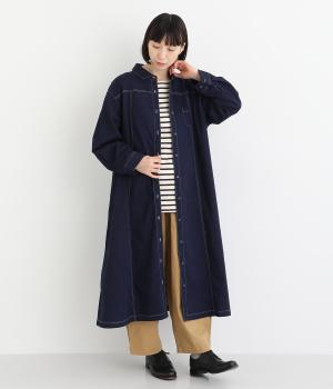 コットンストレッチデニムワンピース(ネイビー-F)