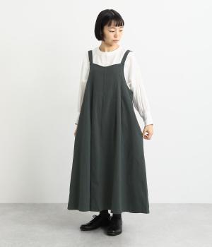 コットンツイル微起毛2wayジャンパースカート(グリーン-F)