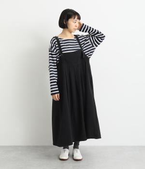 コットンツイル微起毛2wayジャンパースカート(ブラック-F)