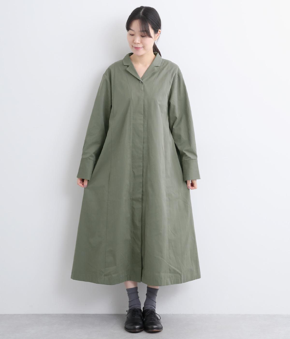 パウダータッチタフタコートワンピース(カーキ-F)